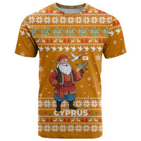 Cyprus Christmas T Shirt with Santa Holding Doves Olive Branch Snowflakes and Holiday - Wonder Print Shop