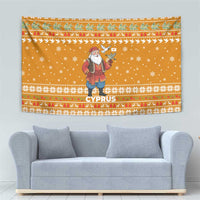 Cyprus Christmas Tapestry with Santa Holding Doves Olive Branch Snowflakes and Holiday - Wonder Print Shop