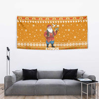 Cyprus Christmas Tapestry with Santa Holding Doves Olive Branch Snowflakes and Holiday - Wonder Print Shop