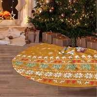 Cyprus Christmas Tree Skirt with Santa Holding Doves Olive Branch Snowflakes and Holiday - Wonder Print Shop