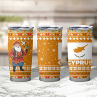 Cyprus Christmas Tumbler Cup with Santa Holding Doves Olive Branch Snowflakes and Holiday - Wonder Print Shop
