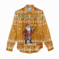 Cyprus Christmas Women Casual Shirt with Santa Holding Doves Olive Branch Snowflakes and Holiday - Wonder Print Shop