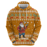 Cyprus Christmas Zip Hoodie with Santa Holding Doves Olive Branch Snowflakes and Holiday - Wonder Print Shop
