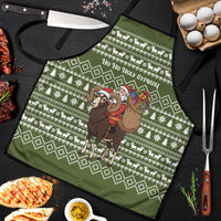 Cyprus Christmas Apron with Santa Riding Ram Ho Ho Holy Cyprus Text and Green Holiday - Wonder Print Shop