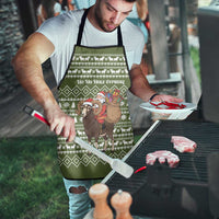 Cyprus Christmas Apron with Santa Riding Ram Ho Ho Holy Cyprus Text and Green Holiday - Wonder Print Shop