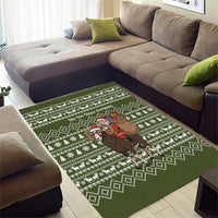 Cyprus Christmas Area Rug with Santa Riding Ram Ho Ho Holy Cyprus Text and Green Holiday - Wonder Print Shop