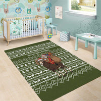 Cyprus Christmas Area Rug with Santa Riding Ram Ho Ho Holy Cyprus Text and Green Holiday - Wonder Print Shop