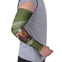 Cyprus Christmas Arm Sleeves with Santa Riding Ram Ho Ho Holy Cyprus Text and Green Holiday - Wonder Print Shop