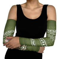 Cyprus Christmas Arm Sleeves with Santa Riding Ram Ho Ho Holy Cyprus Text and Green Holiday - Wonder Print Shop