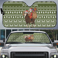 Cyprus Christmas Auto Sun Shade with Santa Riding Ram Ho Ho Holy Cyprus Text and Green Holiday - Wonder Print Shop