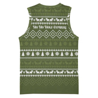 Cyprus Christmas Basketball Jersey with Santa Riding Ram Ho Ho Holy Cyprus Text and Green Holiday - Wonder Print Shop