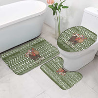 Cyprus Christmas Bathroom Set with Santa Riding Ram Ho Ho Holy Cyprus Text and Green Holiday - Wonder Print Shop