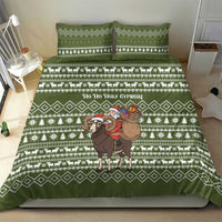 Cyprus Christmas Bedding Set with Santa Riding Ram Ho Ho Holy Cyprus Text and Green Holiday - Wonder Print Shop