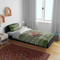 Cyprus Christmas Bedding Set with Santa Riding Ram Ho Ho Holy Cyprus Text and Green Holiday - Wonder Print Shop