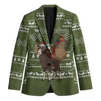 Cyprus Christmas Blazer with Santa Riding Ram Ho Ho Holy Cyprus Text and Green Holiday - Wonder Print Shop