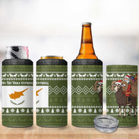 Cyprus Christmas 4 in 1 Can Cooler Tumbler with Santa Riding Ram Ho Ho Holy Cyprus Text and Green Holiday - Wonder Print Shop