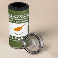 Cyprus Christmas 4 in 1 Can Cooler Tumbler with Santa Riding Ram Ho Ho Holy Cyprus Text and Green Holiday - Wonder Print Shop