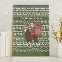 Cyprus Christmas Canvas Wall Art with Santa Riding Ram Ho Ho Holy Cyprus Text and Green Holiday - Wonder Print Shop