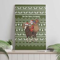 Cyprus Christmas Canvas Wall Art with Santa Riding Ram Ho Ho Holy Cyprus Text and Green Holiday - Wonder Print Shop