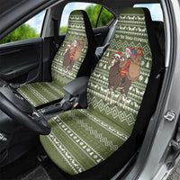 Cyprus Christmas Car Seat Cover with Santa Riding Ram Ho Ho Holy Cyprus Text and Green Holiday - Wonder Print Shop