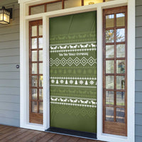 Cyprus Christmas Door Cover with Santa Riding Ram Ho Ho Holy Cyprus Text and Green Holiday - Wonder Print Shop