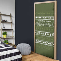 Cyprus Christmas Door Cover with Santa Riding Ram Ho Ho Holy Cyprus Text and Green Holiday - Wonder Print Shop