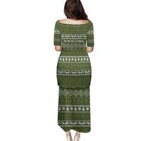 Cyprus Christmas Family Matching Puletasi and Hawaiian Shirt with Santa Riding Ram Ho Ho Holy Cyprus Text and Green Holiday - Wonder Print Shop