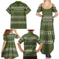 Cyprus Christmas Family Matching Summer Maxi Dress and Hawaiian Shirt with Santa Riding Ram Ho Ho Holy Cyprus Text and Green Holiday - Wonder Print Shop