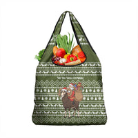 Cyprus Christmas Grocery Bag with Santa Riding Ram Ho Ho Holy Cyprus Text and Green Holiday - Wonder Print Shop