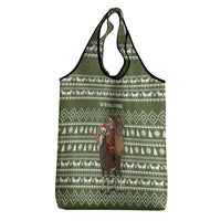 Cyprus Christmas Grocery Bag with Santa Riding Ram Ho Ho Holy Cyprus Text and Green Holiday - Wonder Print Shop