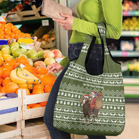 Cyprus Christmas Grocery Bag with Santa Riding Ram Ho Ho Holy Cyprus Text and Green Holiday - Wonder Print Shop