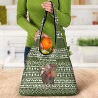 Cyprus Christmas Grocery Bag with Santa Riding Ram Ho Ho Holy Cyprus Text and Green Holiday - Wonder Print Shop