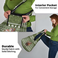 Cyprus Christmas Grocery Bag with Santa Riding Ram Ho Ho Holy Cyprus Text and Green Holiday - Wonder Print Shop