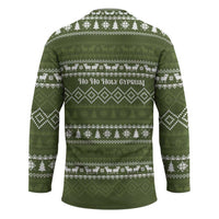 Cyprus Christmas Hockey Jersey with Santa Riding Ram Ho Ho Holy Cyprus Text and Green Holiday - Wonder Print Shop
