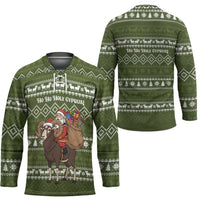 Cyprus Christmas Hockey Jersey with Santa Riding Ram Ho Ho Holy Cyprus Text and Green Holiday - Wonder Print Shop
