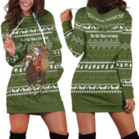 Cyprus Christmas Hoodie Dress with Santa Riding Ram Ho Ho Holy Cyprus Text and Green Holiday - Wonder Print Shop