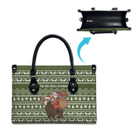 Cyprus Christmas Leather Bag with Santa Riding Ram Ho Ho Holy Cyprus Text and Green Holiday - Wonder Print Shop