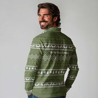 Cyprus Christmas Long Sleeve Polo Shirt with Santa Riding Ram Ho Ho Holy Cyprus Text and Green Holiday - Wonder Print Shop