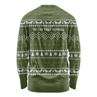 Cyprus Christmas Long Sleeve Shirt with Santa Riding Ram Ho Ho Holy Cyprus Text and Green Holiday - Wonder Print Shop