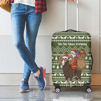 Cyprus Christmas Luggage Cover with Santa Riding Ram Ho Ho Holy Cyprus Text and Green Holiday - Wonder Print Shop
