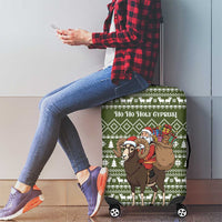 Cyprus Christmas Luggage Cover with Santa Riding Ram Ho Ho Holy Cyprus Text and Green Holiday - Wonder Print Shop