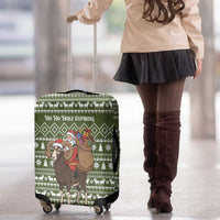 Cyprus Christmas Luggage Cover with Santa Riding Ram Ho Ho Holy Cyprus Text and Green Holiday - Wonder Print Shop
