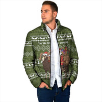 Cyprus Christmas Padded Jacket with Santa Riding Ram Ho Ho Holy Cyprus Text and Green Holiday - Wonder Print Shop