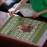 Cyprus Christmas Puzzle with Santa Riding Ram Ho Ho Holy Cyprus Text and Green Holiday - Wonder Print Shop