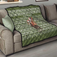 Cyprus Christmas Quilt with Santa Riding Ram Ho Ho Holy Cyprus Text and Green Holiday - Wonder Print Shop