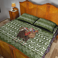 Cyprus Christmas Quilt Bed Set with Santa Riding Ram Ho Ho Holy Cyprus Text and Green Holiday - Wonder Print Shop
