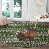Cyprus Christmas Round Carpet with Santa Riding Ram Ho Ho Holy Cyprus Text and Green Holiday - Wonder Print Shop