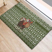 Cyprus Christmas Rubber Doormat with Santa Riding Ram Ho Ho Holy Cyprus Text and Green Holiday - Wonder Print Shop