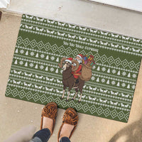 Cyprus Christmas Rubber Doormat with Santa Riding Ram Ho Ho Holy Cyprus Text and Green Holiday - Wonder Print Shop
