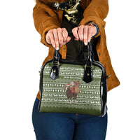 Cyprus Christmas Shoulder Handbag with Santa Riding Ram Ho Ho Holy Cyprus Text and Green Holiday - Wonder Print Shop